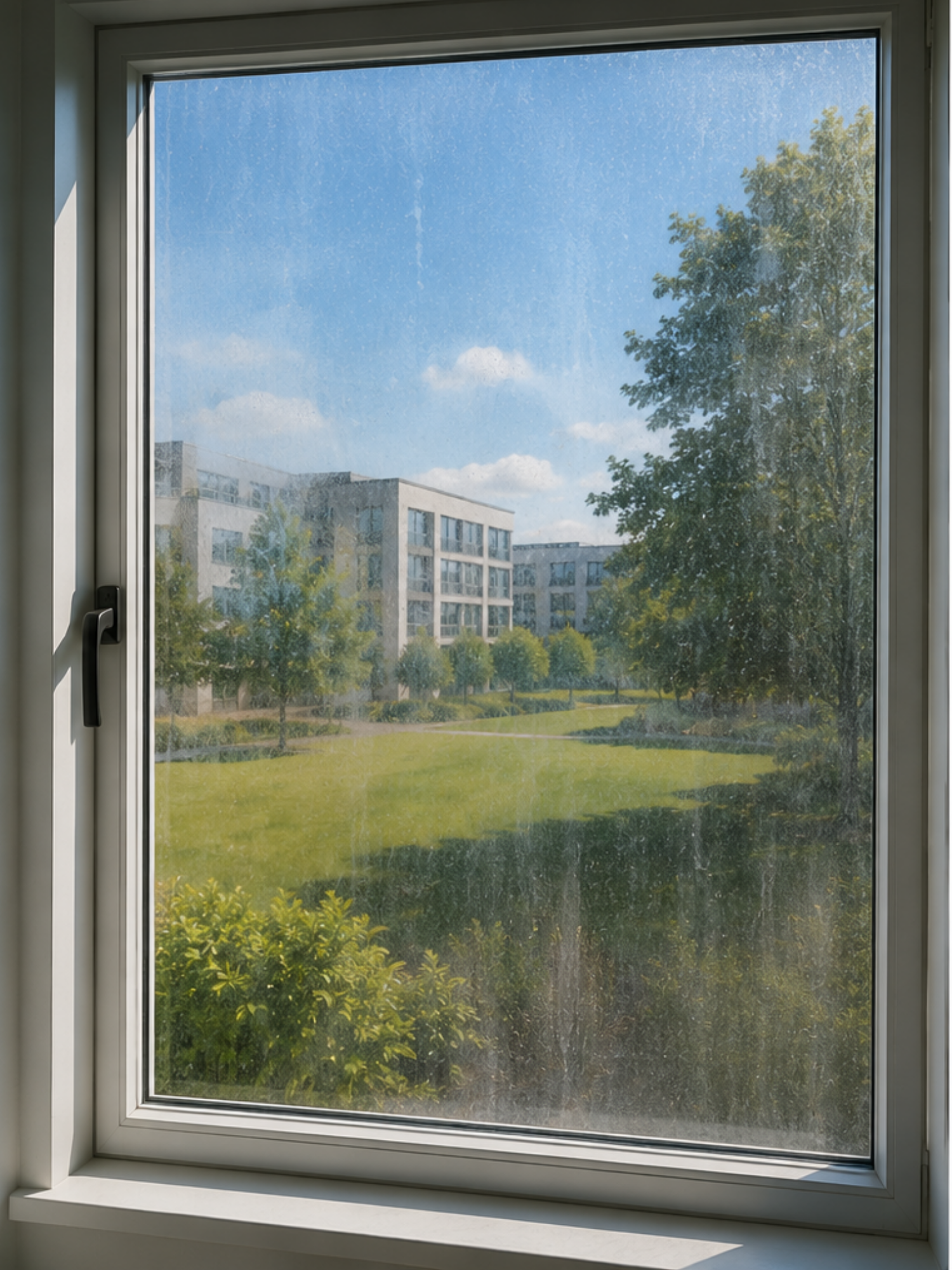 Dirty window before cleaning